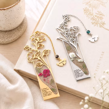 Personalized Bookmark, Custom Initial Birth Flower Bookmark, Book Lover Gift, Back to School Gift for Students, Teacher Gift