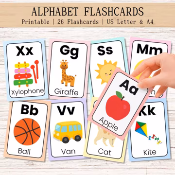 Alphabet Flashcards for Kids, Printable Learning Cards, Montessori Flashcards, Educational Printable Flashcards, Letter Learning Cards, PreK