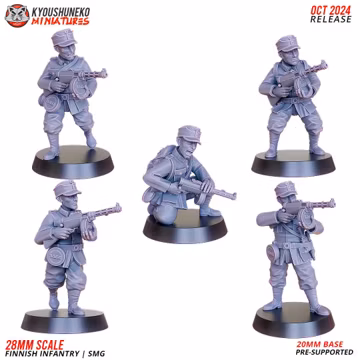 WW2 Finland Miniatures Finnish SMG Infantry x5 Flames of War Bolt Action 15 28mm