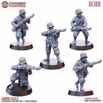 WW2 Finland Miniatures Finnish Riflemen Infantry x5 Flames of War Bolt Action 3D