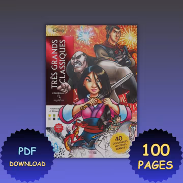 Mulan Coloring Book By Number PDF | 100 Pages Disney Style for Adults & Kids | Fun Activity Printable | Digital Download