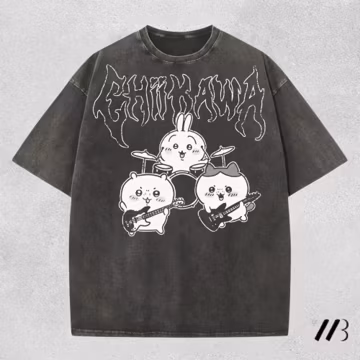 Metal Chiikawa Shirt, Soft Graphic Tee with Cute Metal Design, Comfort Colors Casual Wear for Fans, Perfect Gift for Anime & Kawaii Lovers