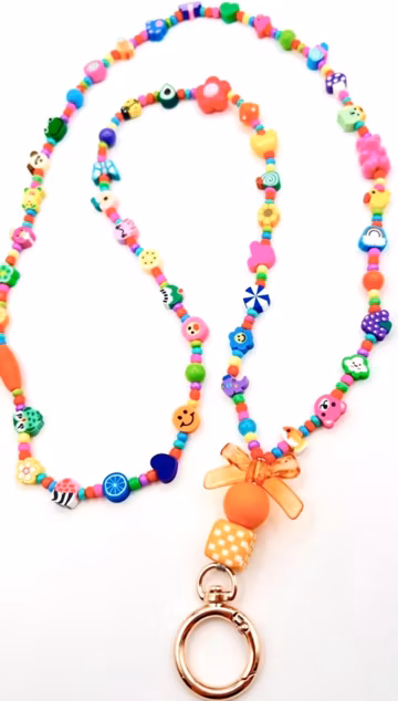 Colorful Maximalist Beaded Badge Holder | Complimentary Personalization | Teacher Lanyard, Dopamine Dressing ID Necklace, Cute Work Accessor