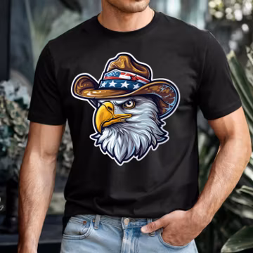 Patriotic Eagle Cowboy Hat PNG | USA Flag American Bald Eagle (Digital Download)