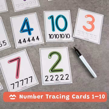 Number Tracing Cards 1–10, Number Writing Practice, Preschool Math Activity, Printable PDF