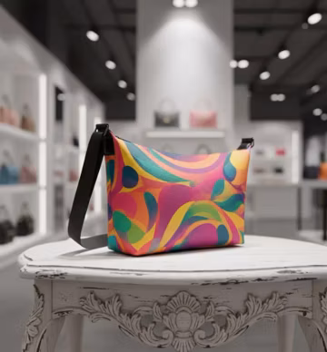 Psychedelic Leather Shoulder Bag – Colorful Abstract Crossbody Purse