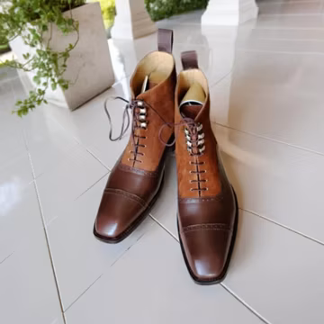 Men's Tan Suede Western Dress Boots for Men: High Ankle Leather Formal Boots