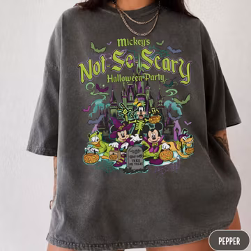 Retro Comfort Colors Mickey's Not So Scary Shirt, WDW Halloween Family Costume Outfit, Mickey & Friends Skeleton Halloween Group Tees