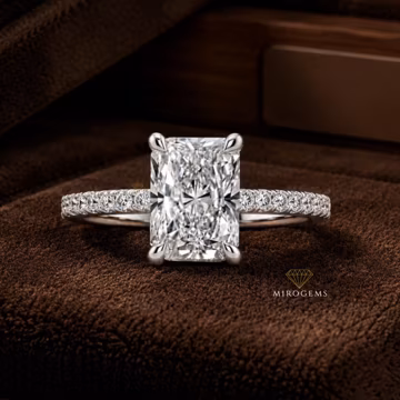 5.0ct Radiant Lab Grown Diamond Engagement Ring, Hidden Cathedral Pave Ring, Radiant Solitaire Ring, IGI Certified Solitaire Ring for Women