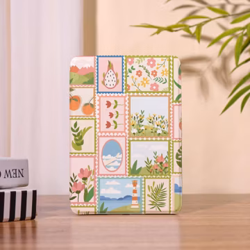 Flower & Fruit Stamp Kindle Case with Hand Strap for Kindle 12/11/10/8th,Colorsoft,Paperwhite 12/11/10th,Kindle Kobo Clara/Libra Cover,Gift
