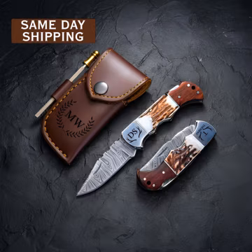 Knife Collectors, Handmade Damascus Knife, Personalized Pocket Knife, Folding Knife, Bowie Knife, Knife Gift for Men Boyfriend Dad Him