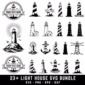 Lighthouse Svg Bundle, Lighthouse Clipart, Ocean Lighthouse Svg, Commercial Use, Lighthouse Png Bundle, Lighthouse Svg Cut File for Cricut,