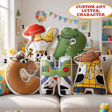 Personalized Toy Story Letter Pillow, Custom Name Pillow, Alphabet Cushion, Pixar Character Decor, Woody Buzz Pillow Gift, Room Decor