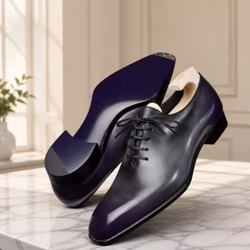 Handmade purple Leather luxury wholecut oxford shoes For Men