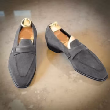 Handmade Gray Suede Loafer, Dress Shoes, Moccasins for Men