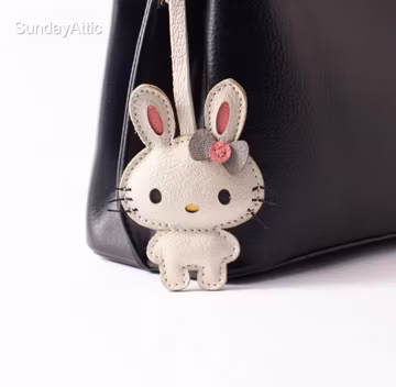 Kitty Leather Bag Charm Handbag and Purse Charm Cute Bunny Keychain Perfect Accessory Leather Gift Gift for her