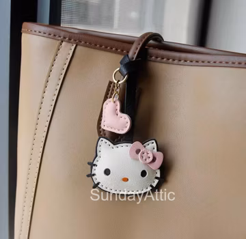 Leather Kitty bag Charm Cute Cat key ring Handmade Leather Bag accessory Handbag and Purse Charm Cute Kitty Keychain Leather Gift