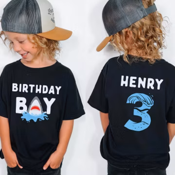 Personalized Shark Birthday Shirt – Custom Birthday Boy Tee, Shark Party Gift