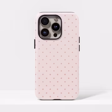 Pink polka dot phone case, Y2K style, autumn aesthetic with iPhone 17, 16, 15, 14, 13, 12, 11, Pro Max, Plus and Samsung Galaxy S25, S24.