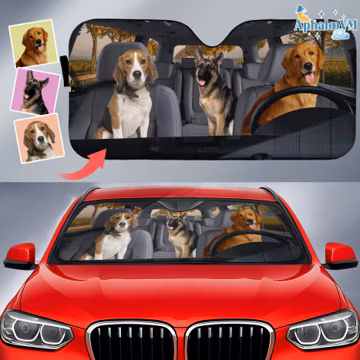 Personalized Auto Sunshade, Custom Pet Photo Car Sunshade, Dog Picture Sunshade, Custom Photo Auto Windshield, Gift For Pet Lovers
