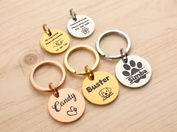 Personalized Stainless Steel Pet ID Tag, Laser Engraved Dog Collar, Custom Name Round Tag