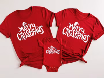 Merry Christmas Family Matching Shirts, Red Christmas Tees for Mom Dad Baby, Holiday Outfit, Cute Family Christmas T-Shirt