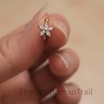 Silver Flower Ear Cuff, No Piercing CZ Cartilage Earring