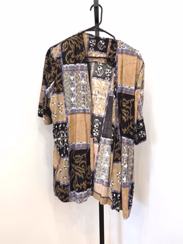 Vintage Handmade Patchwork Pattern Open Front Cardigan M/L
