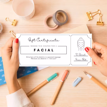 Facial Gift Certificate: Editable Printable Voucher (Instant Download)