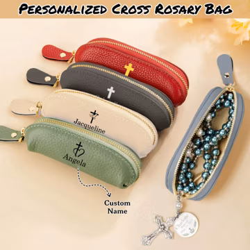 Customizable Cross Rosary Bag, Gift Bag, Personalized Gift, Religious Gifts, Birthday Gift, Communion Gift, Gift for Catholics, Gift for Her