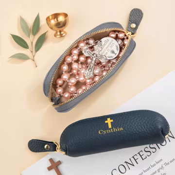 Customizable Cross Rosary Bag, Gift Bag, Personalized Gift, Religious Gifts, Birthday Gift, Communion Gift, Gift for Catholics, Gift for Her