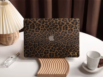 Retro Leopard Print Personalized Leather Macbook Hard Protective Case Laptop Cover For M5 2026 Neo 13 Air 15/13 A3448 A3449 Pro 16/14 A3434