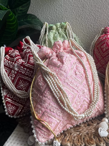 Embroidered Silk Potli Bag - Handmade Indian Clutch - Set of 100
