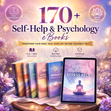 170+ Self-Help and Psychology eBooks PLR MRR Bundle | Mental Wellness, Mindset and Personal Growth Guides | Instant Digital Download