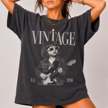Personalized Vintage Photo T-Shirt, Custom Birth Year Tee, Retro Birthday Gift for Her