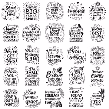 Inspirational Quotes SVG Bundle: Motivational, Positive, Self Love (SVG, PNG)