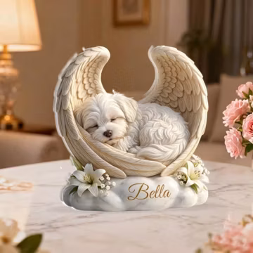 Custom Dog Angel Wings Statue Personalized Pet Memorial Gift