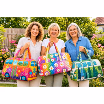 Boho Van Duffel Bag, Personalized Quilted Weekender, Colorful Travel Carryall