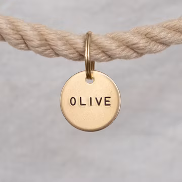 Dog Tag Personalized Brass Round 1" - Custom Pet Name Tag