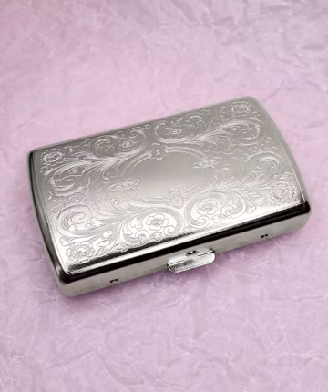 Mini Vintage Victorian Exquisite Floral Pattern Cigarette Case Silver Metal Money Clip Wallet Cosmetic Pill Holder