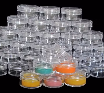 Cosmetic Jars Lip Balm Beauty Containers Plastic DIY Makeup Packaging 10 Gram 10 Ml Clear Lids (5 Jars) 5067-5