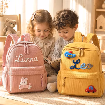 Personalized Corduroy Kids Backpack, Custom Name Preschool School Bag,Kids Gaming Backpack,Kindergarten Gift for Boys & Girls