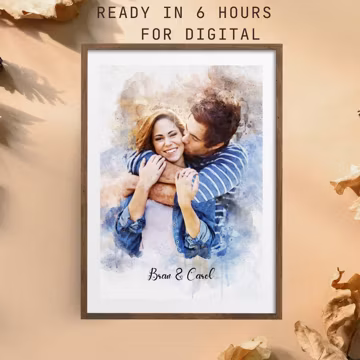 Handcrafted Custom Couple Portrait: Personalized Anniversary Art