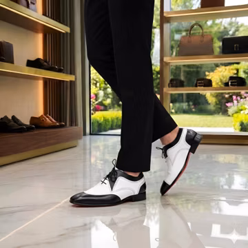 Vintage Style Spectator Oxford Dress Shoes for Men – Black and White Formal Wedding Shoes