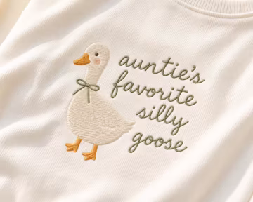 Auntie's Favorite Silly Goose Embroidered Baby Romper, Funny Goose Baby Bodysuit, Cute Baby Outfit, Baby Shower Gift, Aunt Gift
