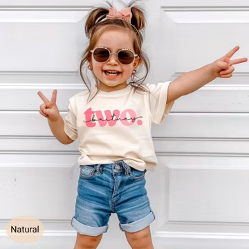 personalized 2nd Birthday Shirt Custom Two Shirt for Girl Second Birthday T Shirt Natural Toddler Shirt 2nd Birthday Toddler Outfit tee