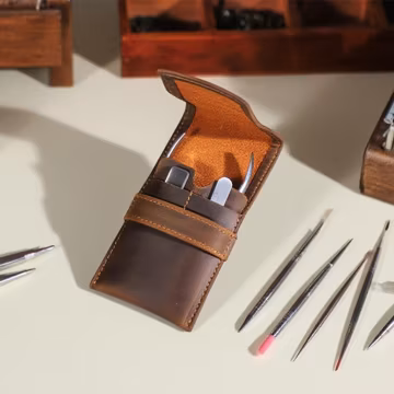 Vintage Leather Tool Case | Handmade Travel Pouch for Nail Art | Mother’s Day Gift for Mom | Grooming Tools Storage Pouch