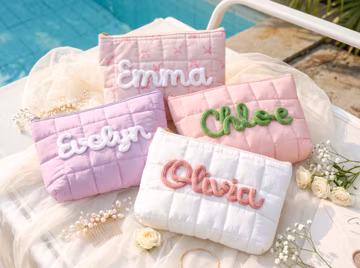 Personalized Cosmetic Bag, Custom Makeup Pouch, Monogram Toiletry Bag, Bridesmaid Gifts, Gift for Her