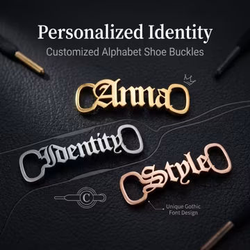 Personalized Name Shoe Charms, Custom Stainless Steel Shoelace Tags, Gothic Font Style