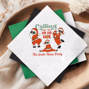 Friendsmas Funny Napkins, Santa’s Favorite Ho Ho Hos Cocktail Napkins, Christmas Party Decor, Girls Gift Exchange, Adult Holiday Napkins